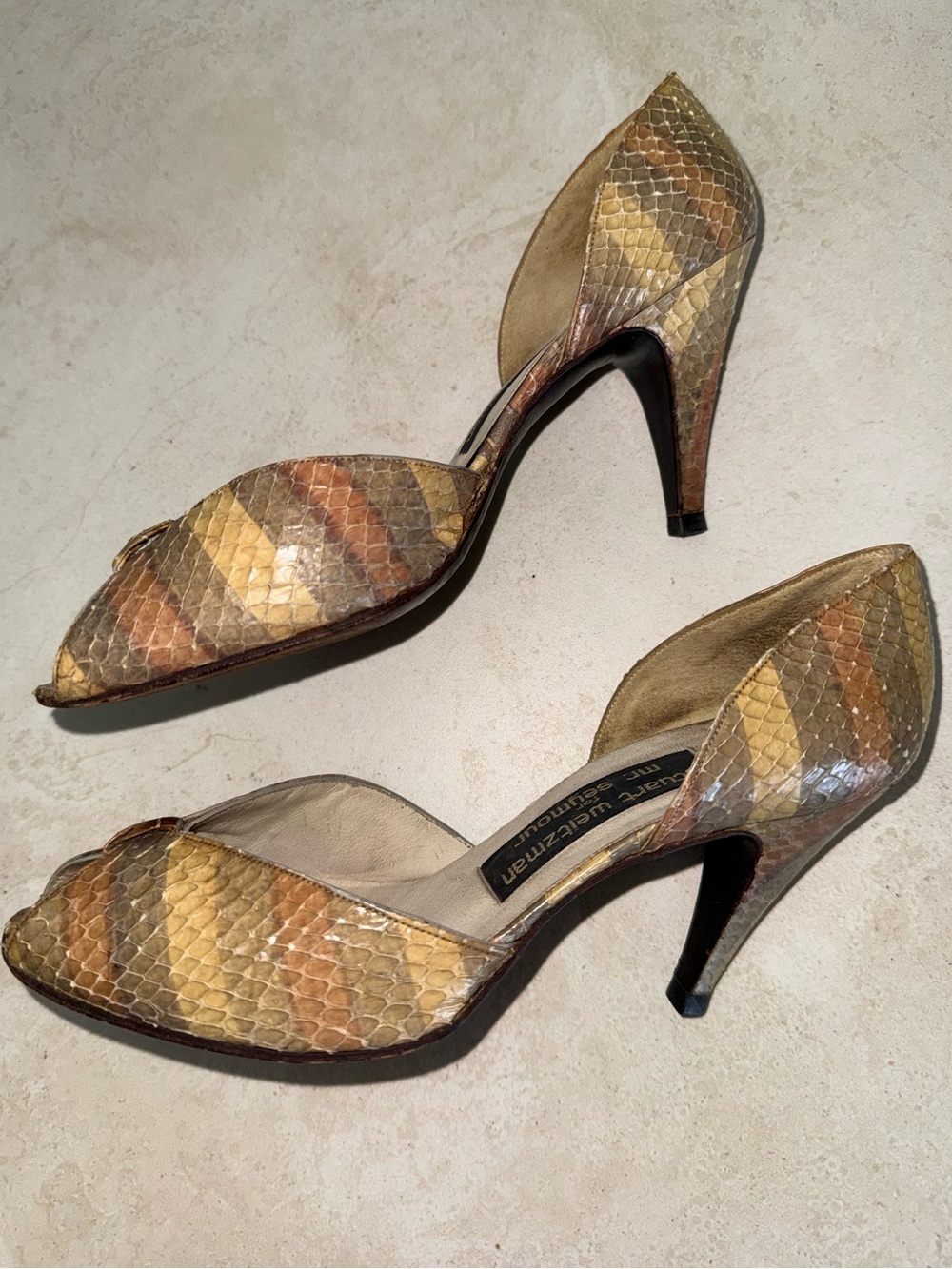 Stuart Weitzman for Mr. Seymour Snake Kitten Heels 37
